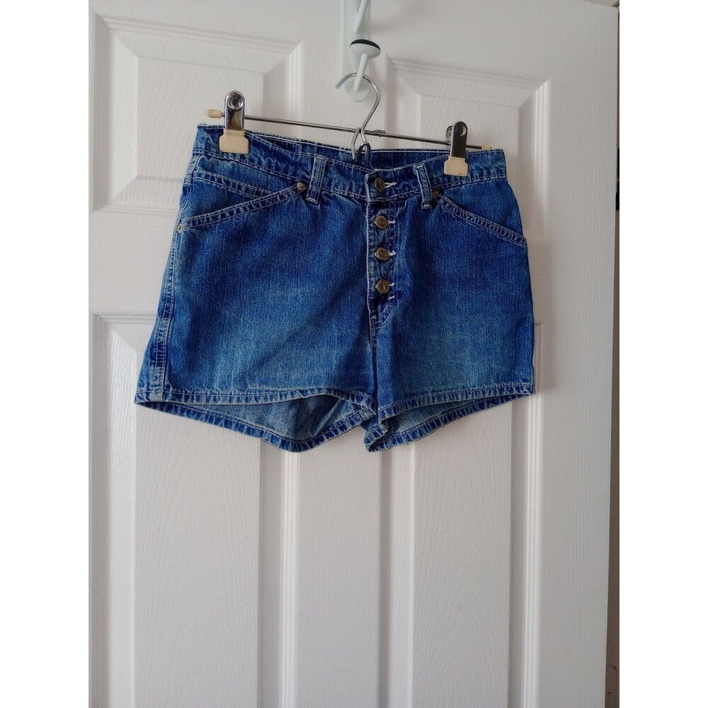 Vintage Jordache Y2K Carpenter Jean Shorts 7/8 26 Light Denim Button Fly Utility